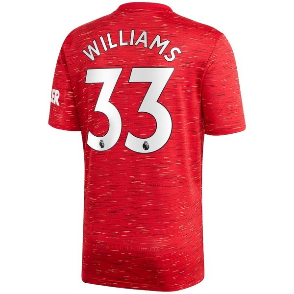 Camiseta Manchester United NO.33 Williams Replica Primera Ropa 2020/21 Rojo